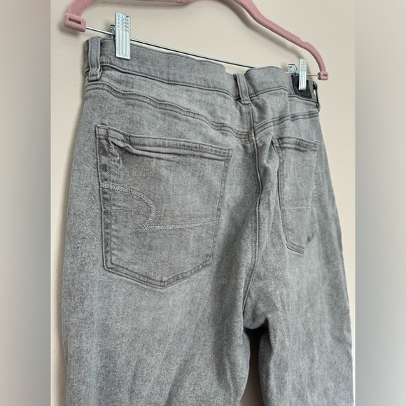 American eagle glacier grey jeans with raw hem and embellished bottoms - Picture 11 of 13